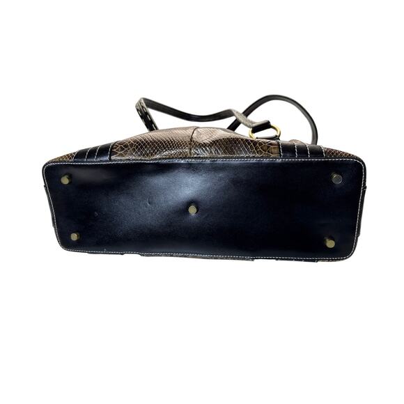 Charlie Lapson Large Snake Embossed Brown Shoulder Bag - Picture 5 of 9